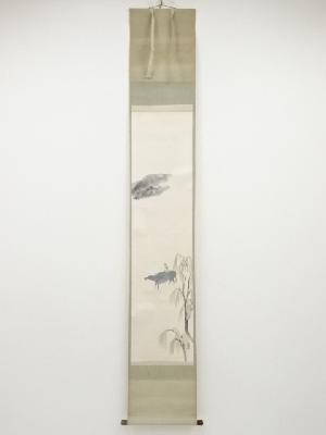 山口蓬春筆　夕月図　肉筆紙本掛軸（共箱）